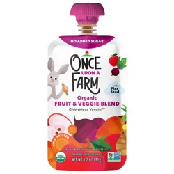 Once Upon a Farm OhMyMegaVeggie Apple, Carrot, Beet, Organic Kids Snack Pouch, 3.2oz