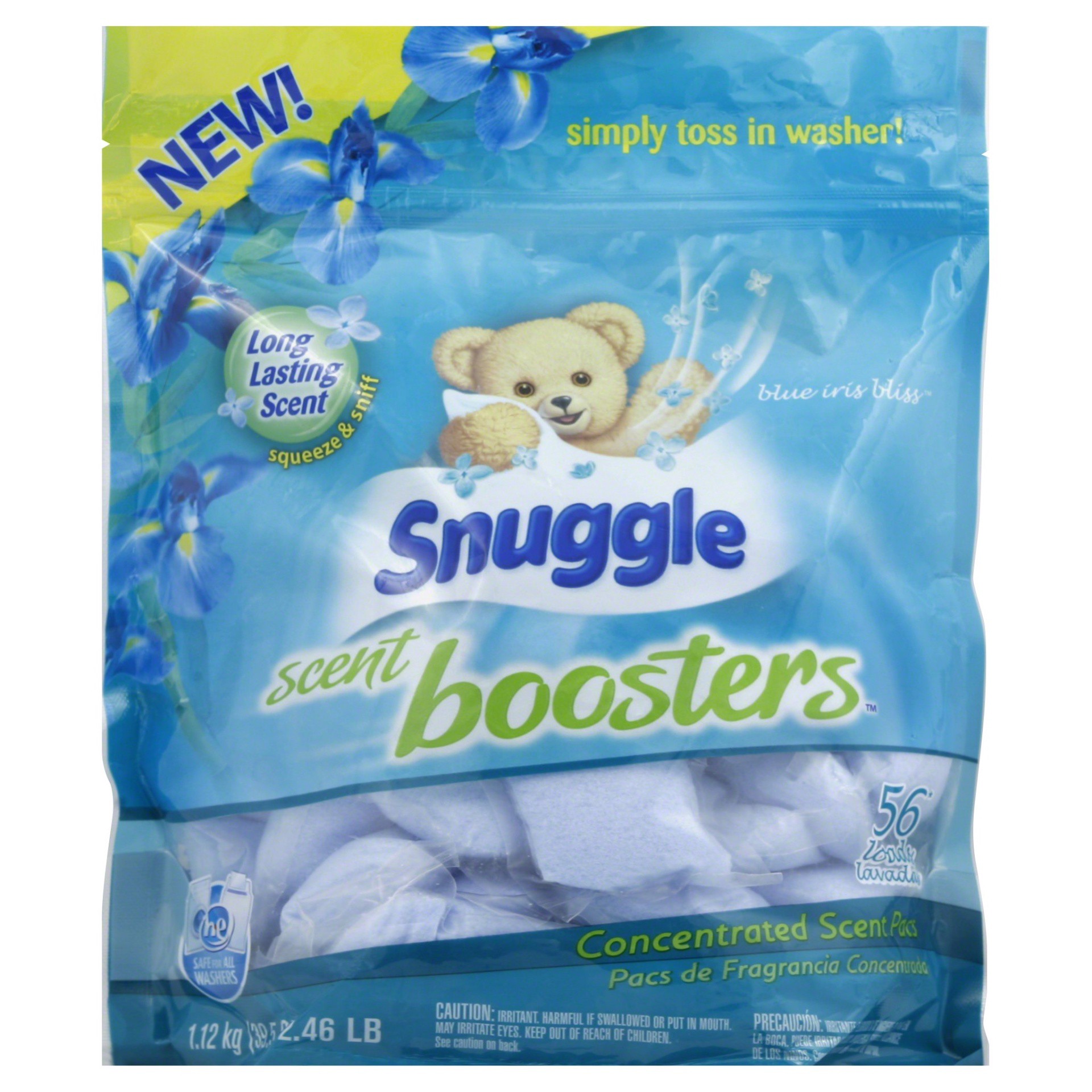 slide 1 of 9, Snuggle Exhilarations Blue Iris Bliss Scent Booster Pacs 39.5 oz, 56 ct