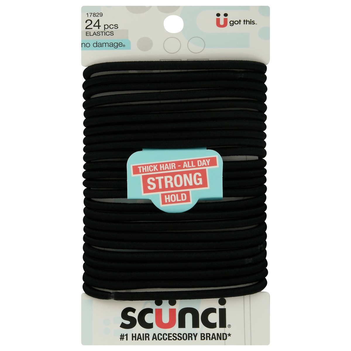 slide 1 of 9, scünci No Damage Thick Hair - All Day Strong Hold Elastics 24 ea, 24 ct