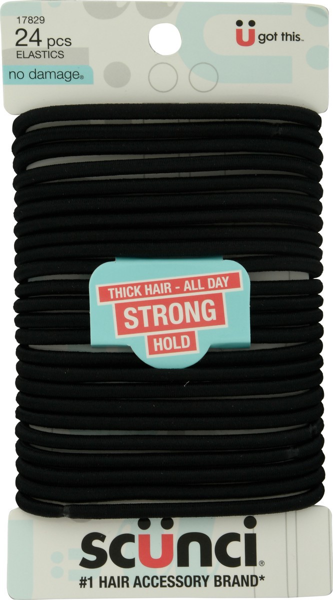 slide 1 of 9, scünci No Damage Thick Hair - All Day Strong Hold Elastics 24 ea, 24 ct