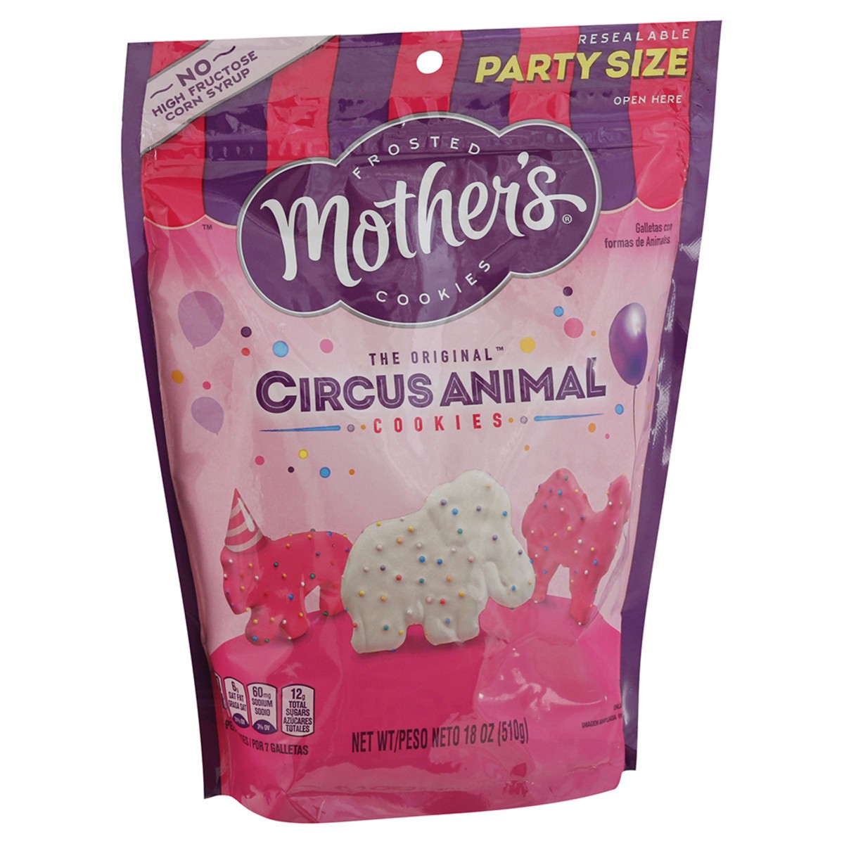 slide 6 of 12, Mother's Party Size Circus Animal Frosted Cookies Party Size 18 oz, 18 ct