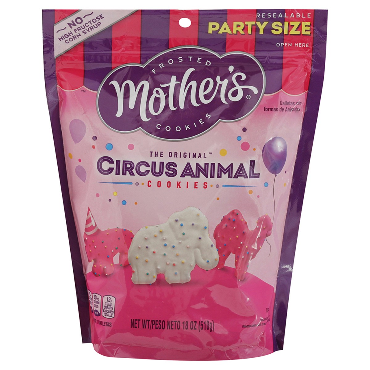 slide 1 of 12, Mother's Party Size Circus Animal Frosted Cookies Party Size 18 oz, 18 ct