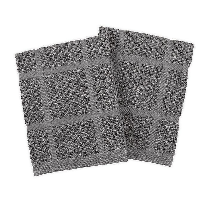 slide 1 of 5, KitchenSmart Colors Solid Dish Cloths - Grey, 2 ct