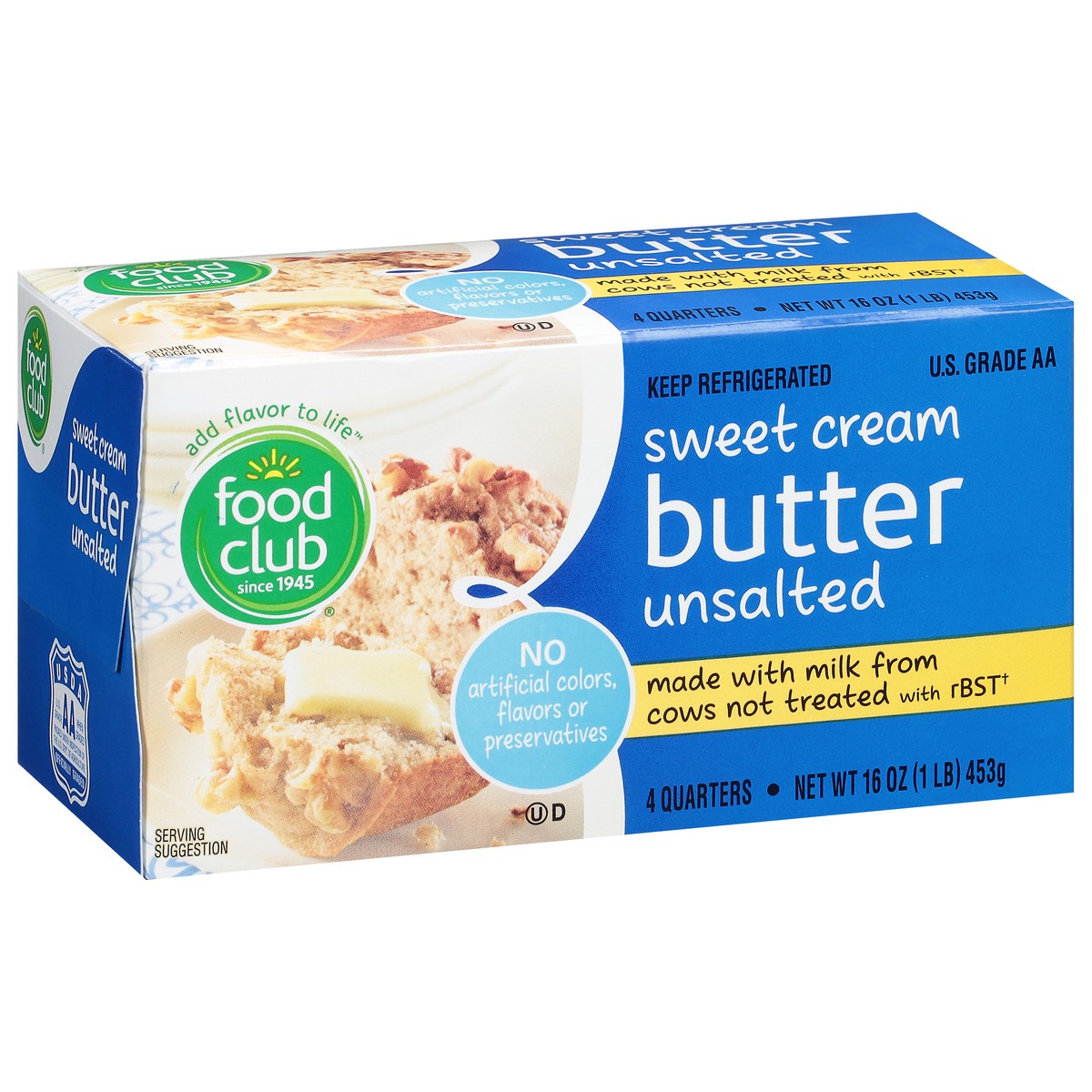 slide 2 of 9, Food Club Sweet Cream Unsalted Butter 4 ea, 4 ct