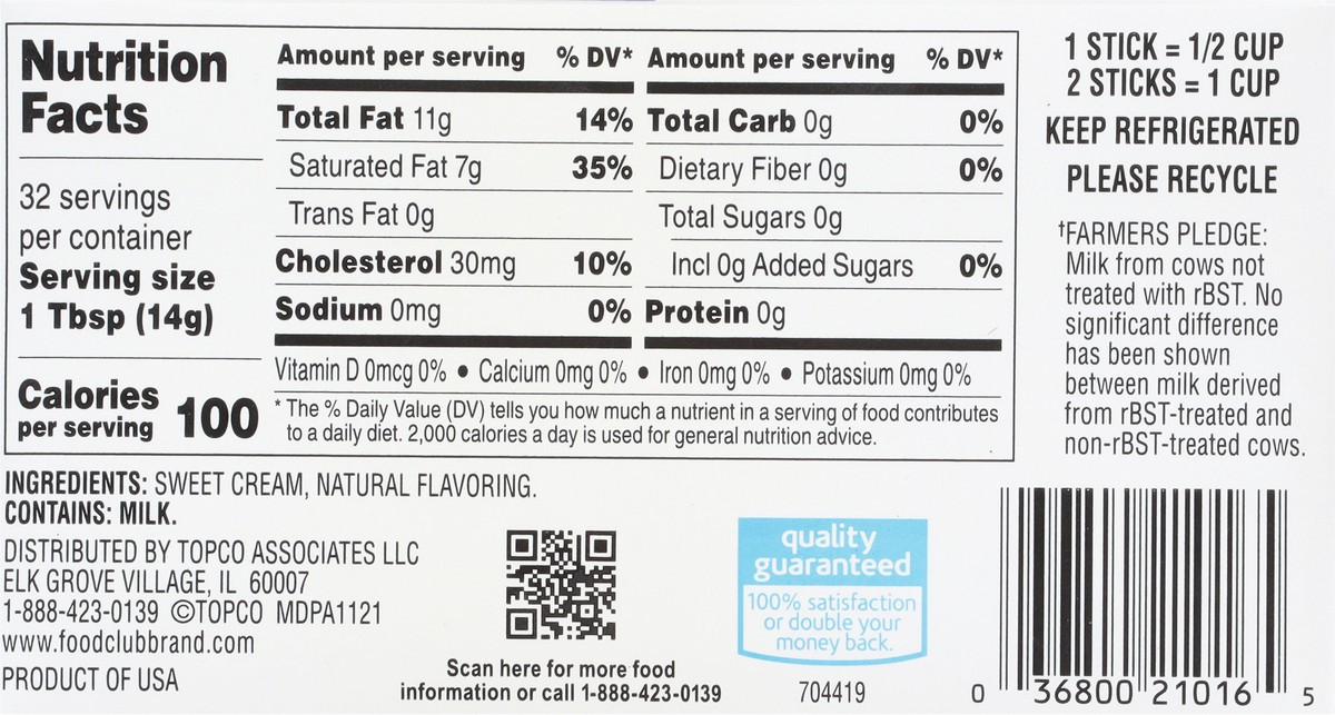 slide 4 of 9, Food Club Sweet Cream Unsalted Butter 4 ea, 4 ct