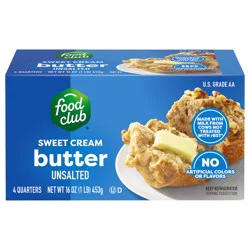 Food Club Sweet Cream Unsalted Butter 4 Each