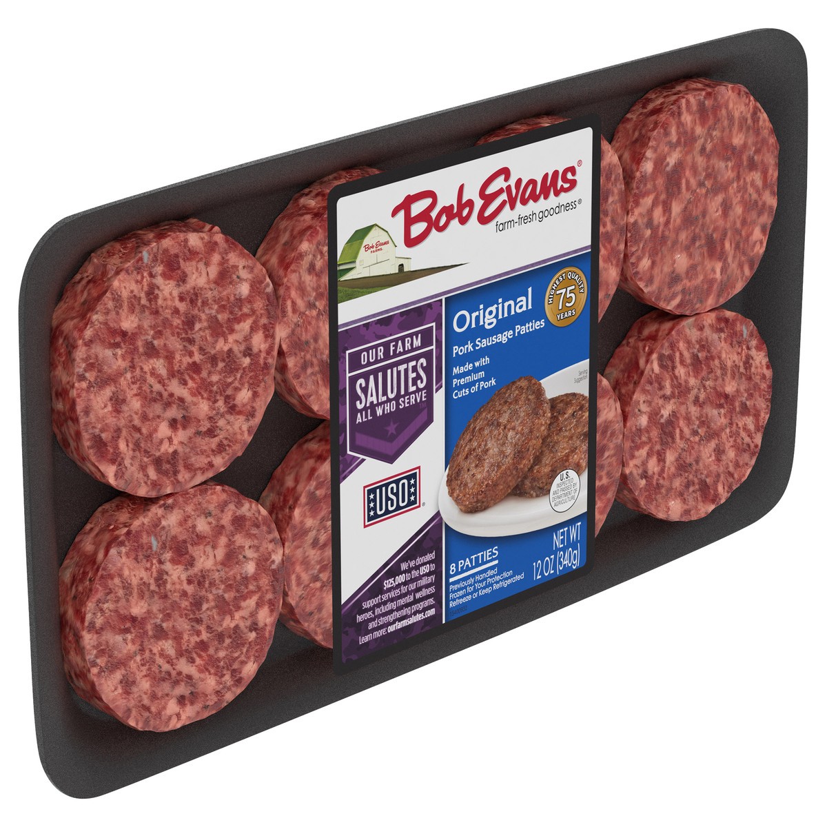 slide 9 of 9, Bob Evans Pork Sausage Patties, Original, 12 oz, 12 oz