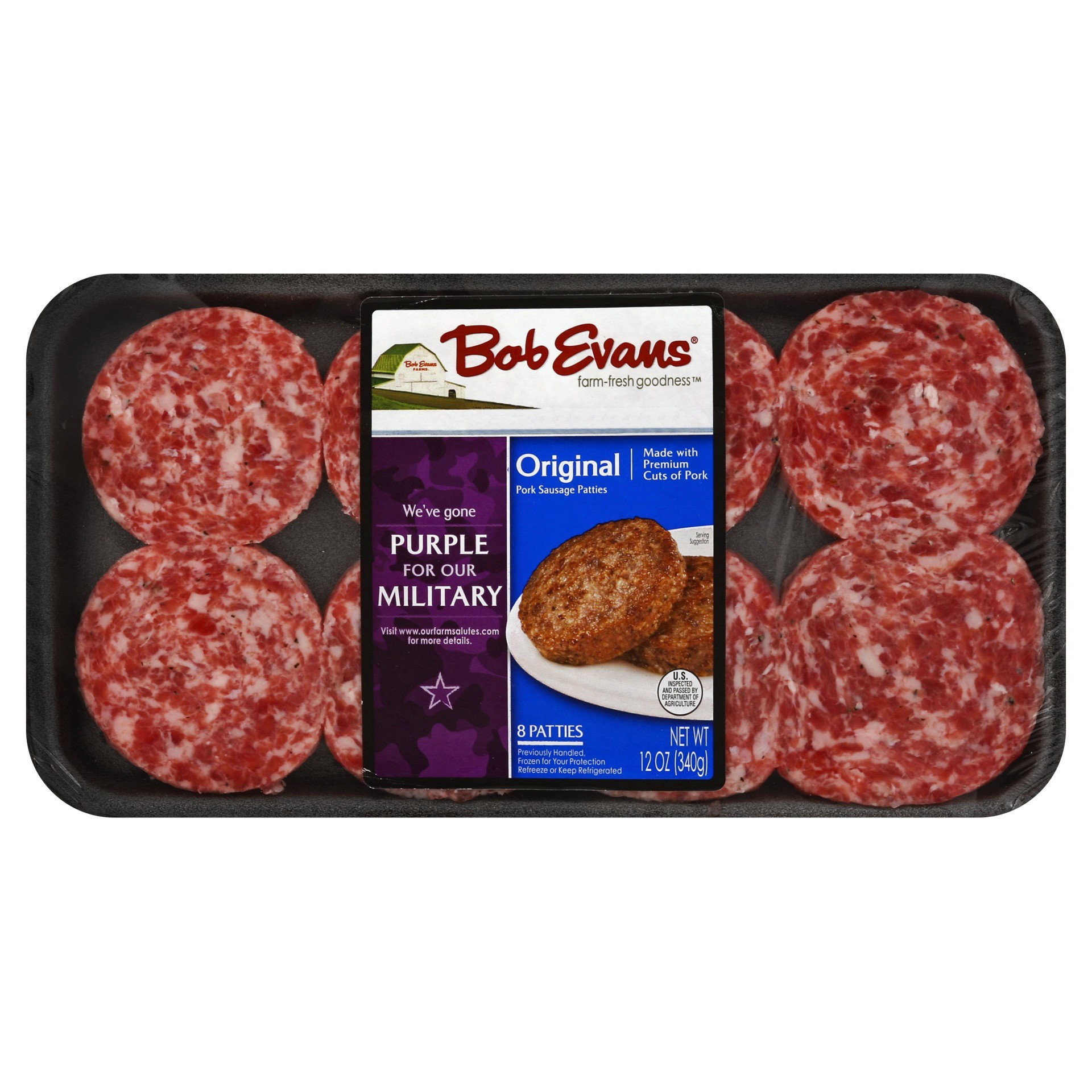 slide 1 of 9, Bob Evans Pork Sausage Patties, Original, 12 oz, 12 oz