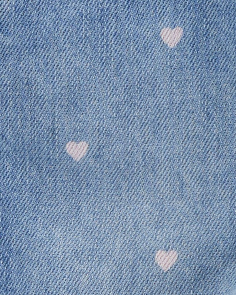 slide 2 of 3, Oshkosh Baby Heart-Print Knit Denim Overalls Blue 24M, 1 ct