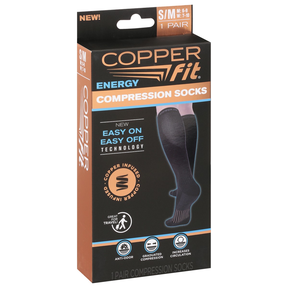 slide 2 of 9, Copper Fit Energy S/M Compression Socks 1 ea, 1 ct