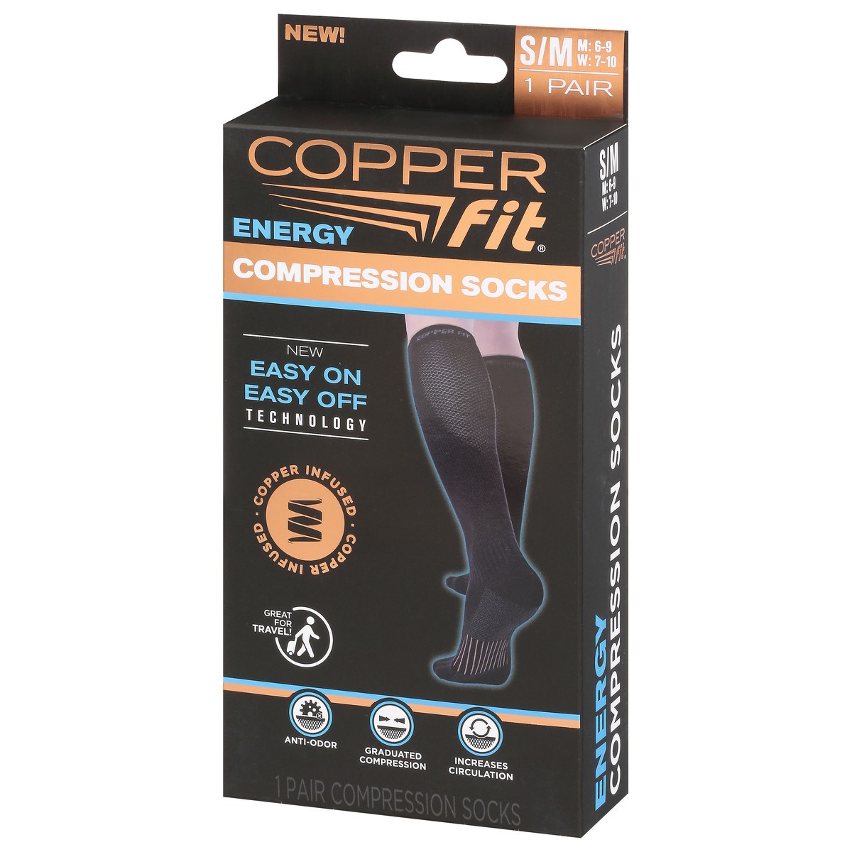 slide 3 of 9, Copper Fit Energy S/M Compression Socks 1 ea, 1 ct