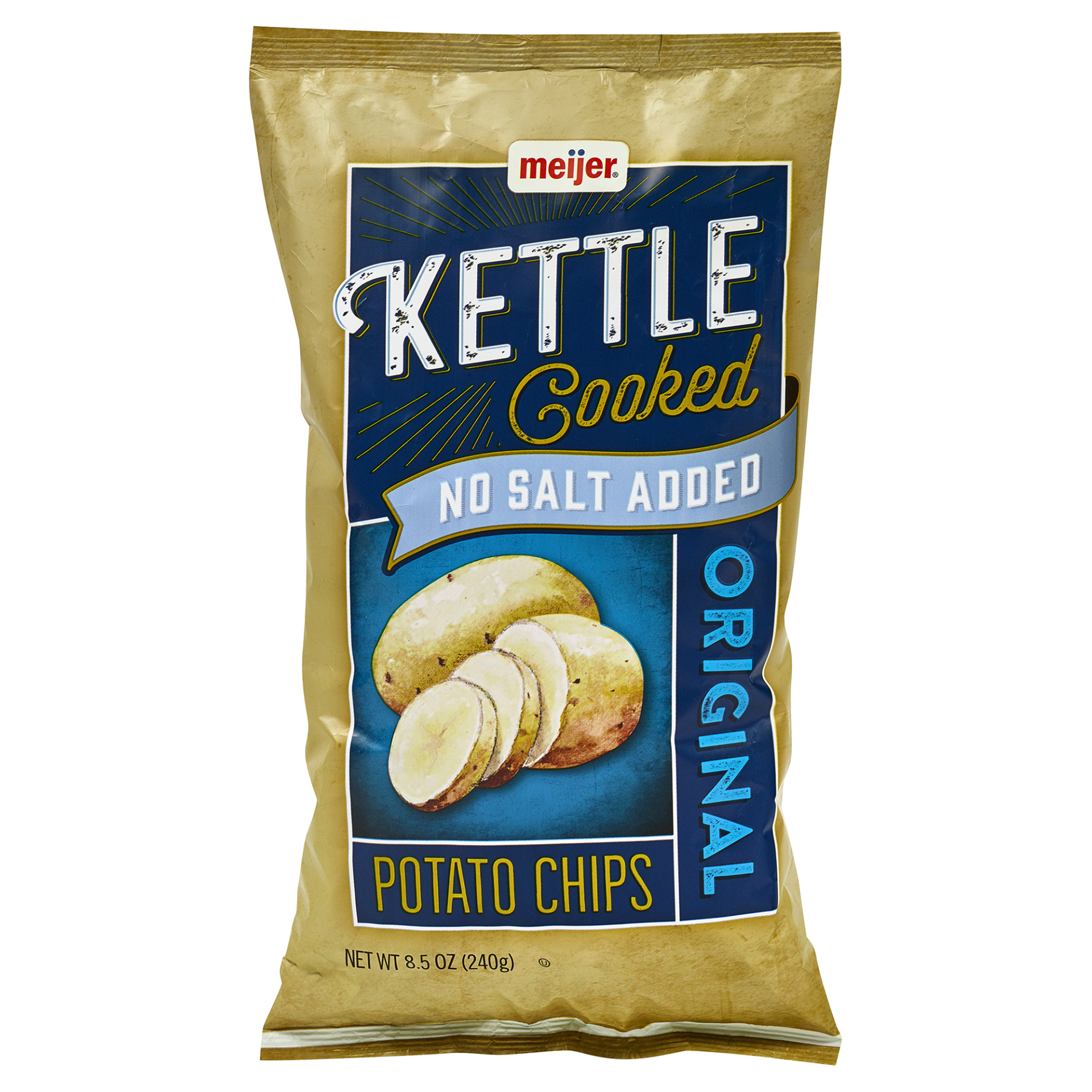 slide 1 of 2, Meijer No Salt Kettle Cooked Chips, 8.5 oz