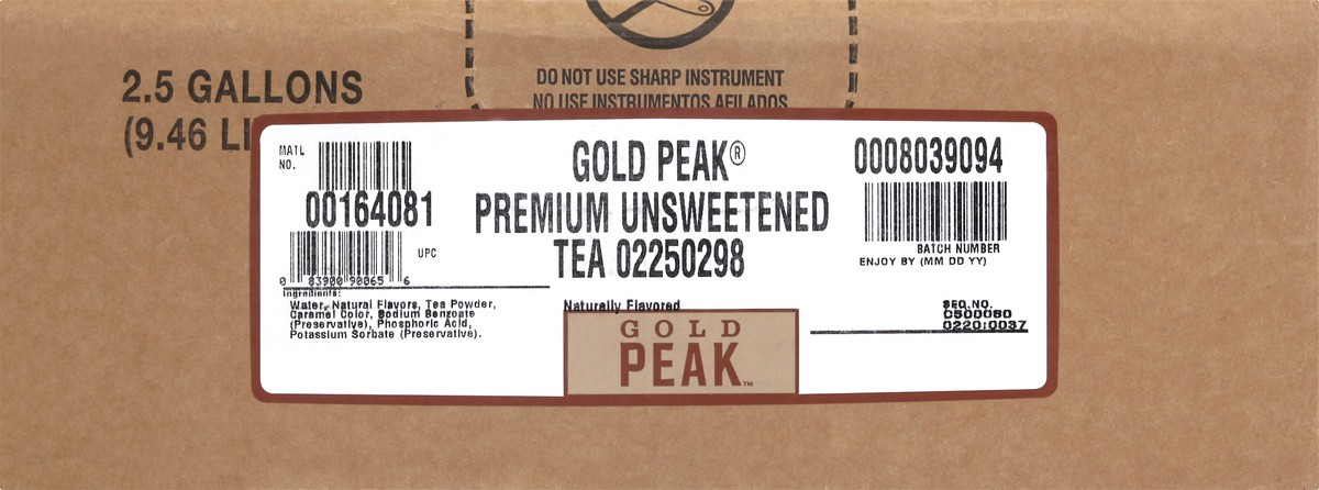 slide 12 of 12, Gold Peak Premium Unsweetened Tea Bag in box, 2.5 Gallons - 2.5 gal, 2.5 gal