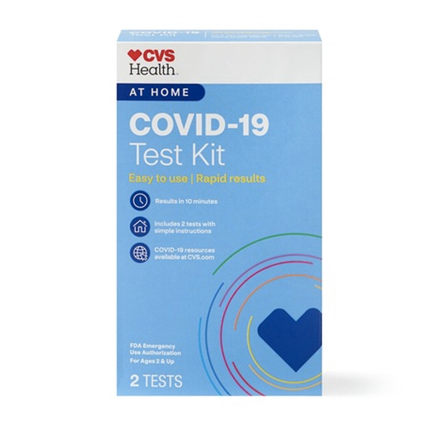 slide 1 of 1, CVS Health At Home Covid-19 Test Kit, 2 Ct, 2 ct