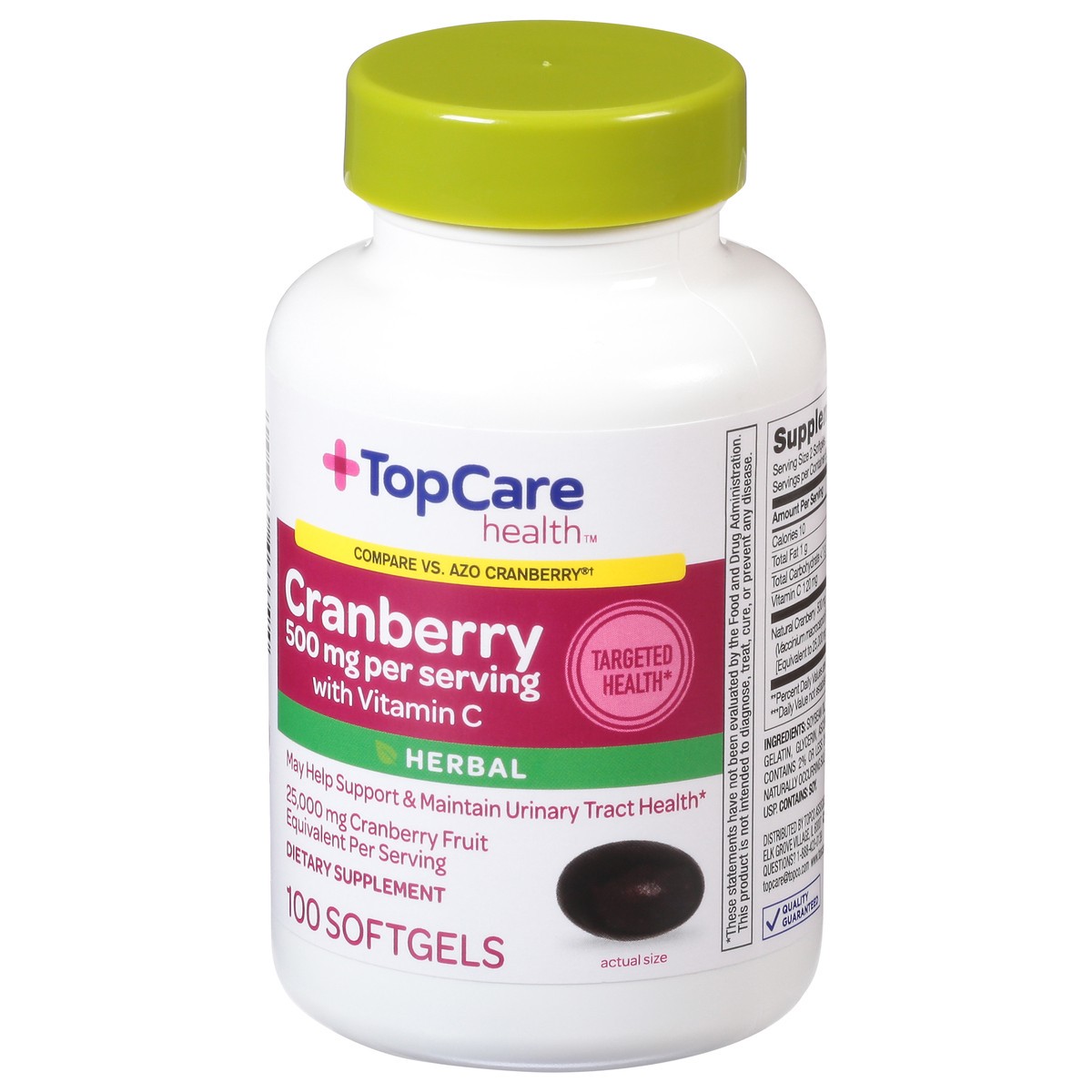 slide 6 of 9, Topcare Cranberry 500 Mg With Vitamin C Dietary Supplement Softgels, 100 ct