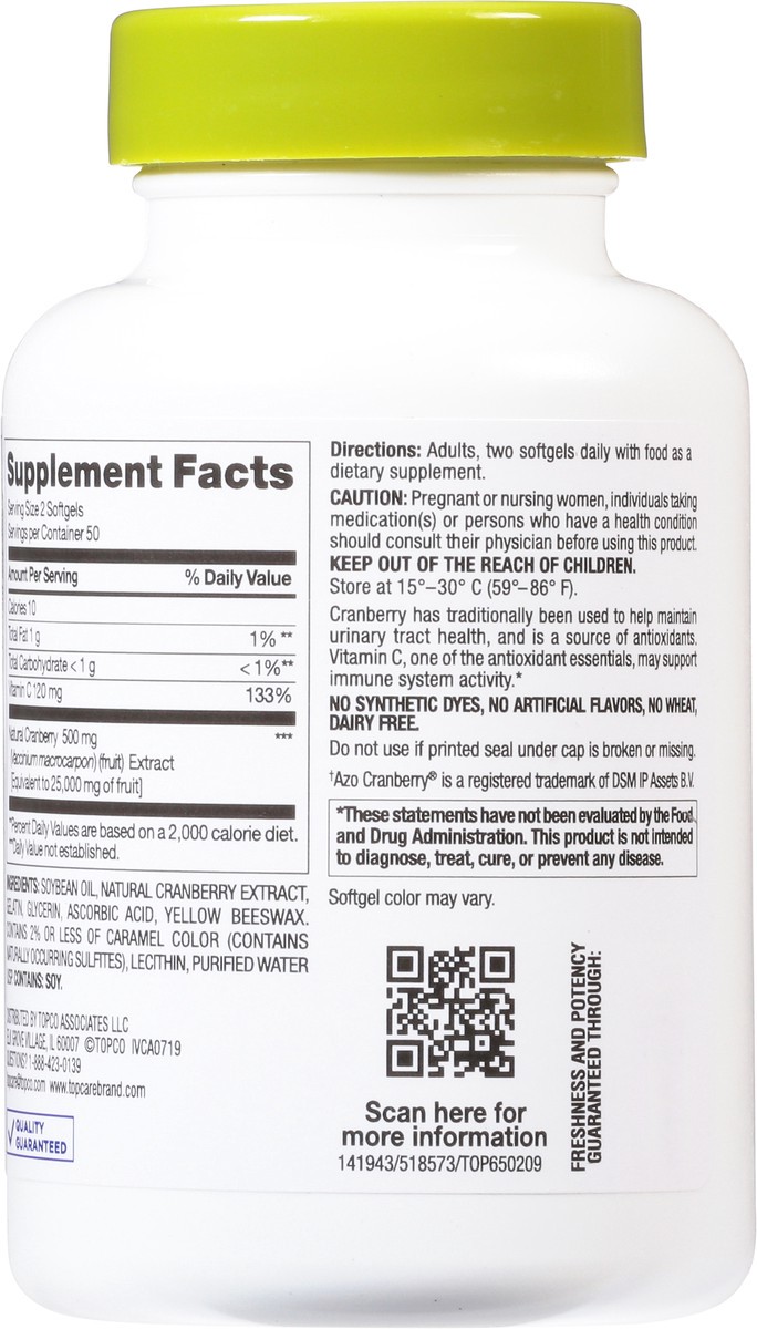 slide 9 of 9, Topcare Cranberry 500 Mg With Vitamin C Dietary Supplement Softgels, 100 ct