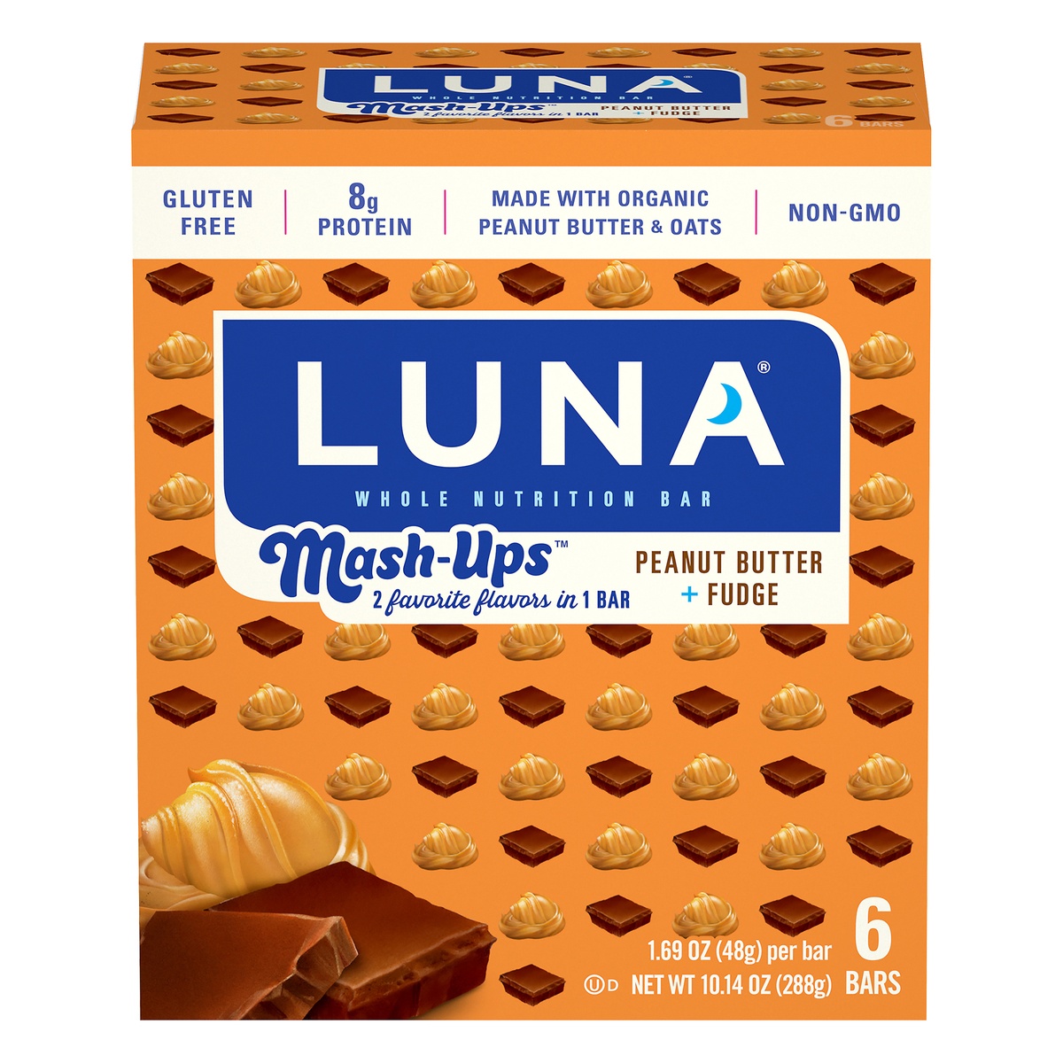 slide 1 of 9, Luna Mash-Ups Peanut Butter Fudge Bars, 6 ct; 1.7 oz
