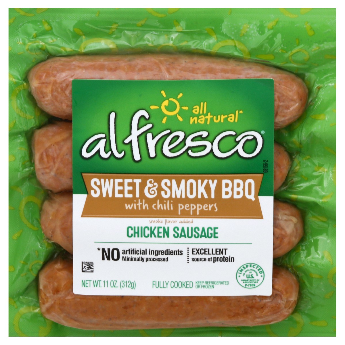 slide 1 of 12, Al Fresco Sweet & Smoky BBQ Chicken Sausage 11 oz, 11 oz