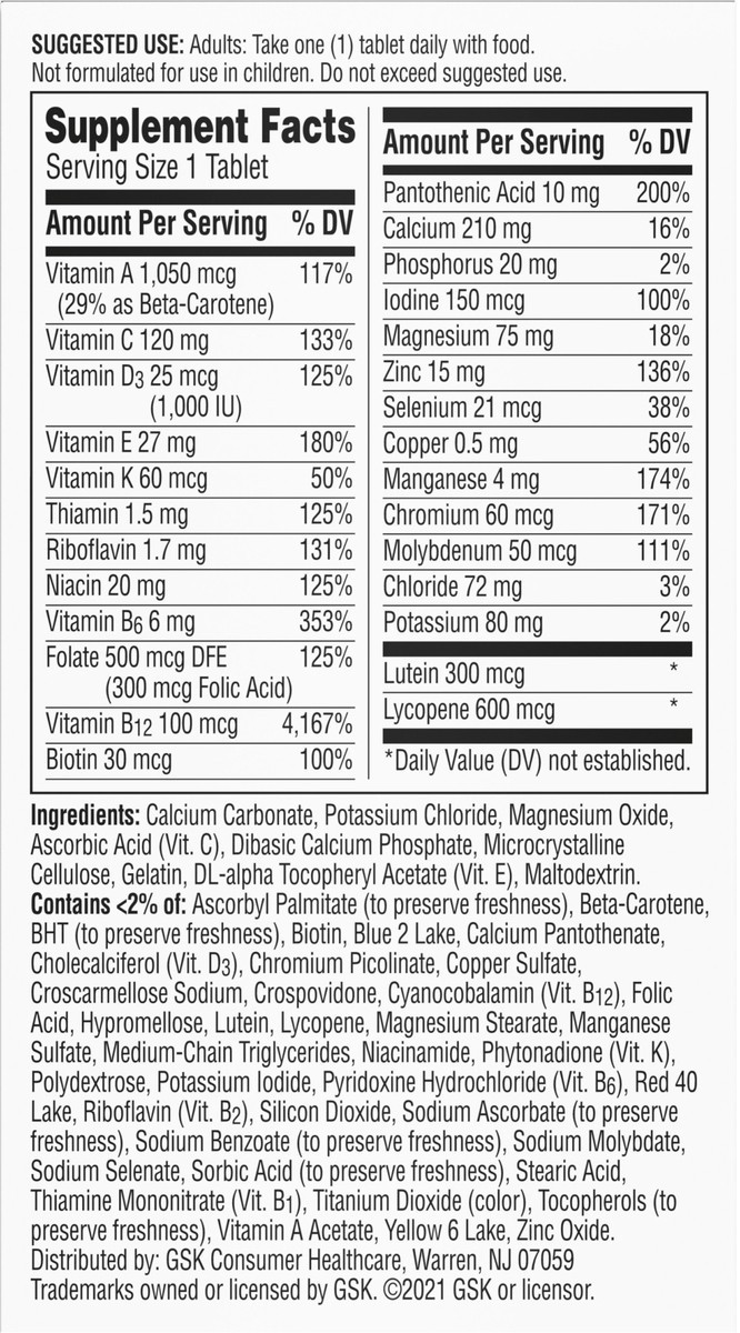 slide 2 of 9, Centrum Silver Multivitamin for Men 50 Plus, Multivitamin/Multimineral Supplement with Vitamin D3, B Vitamins and Zinc, Gluten Free, Non-GMO Ingredients - 40 Count, 40 ct