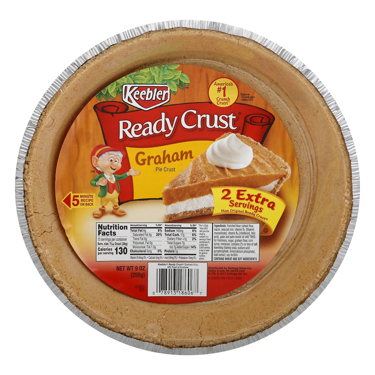 slide 1 of 3, Keebler Ready Crust Graham Pie Crust 10" - 9oz, 10 in