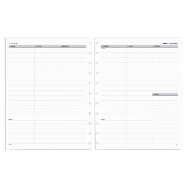 slide 1 of 2, TUL Discbound Weekly/Monthly Refill Pages, Letter Size, 8-1/2" X 11", January To December 2022, TULltflr-Utim, 1 ct