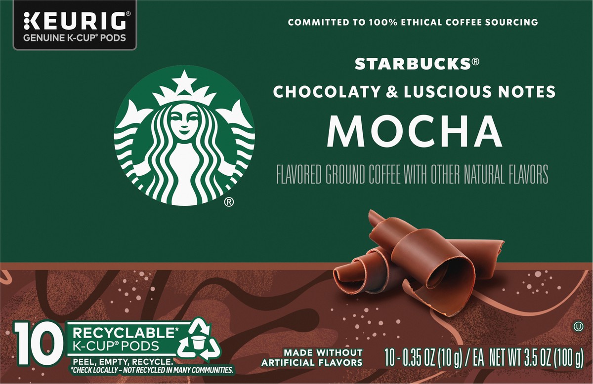 slide 4 of 8, Starbucks K-Cup Pods Ground Mocha Flavored Coffee 10 - 0.35 oz Pods, 10 ct