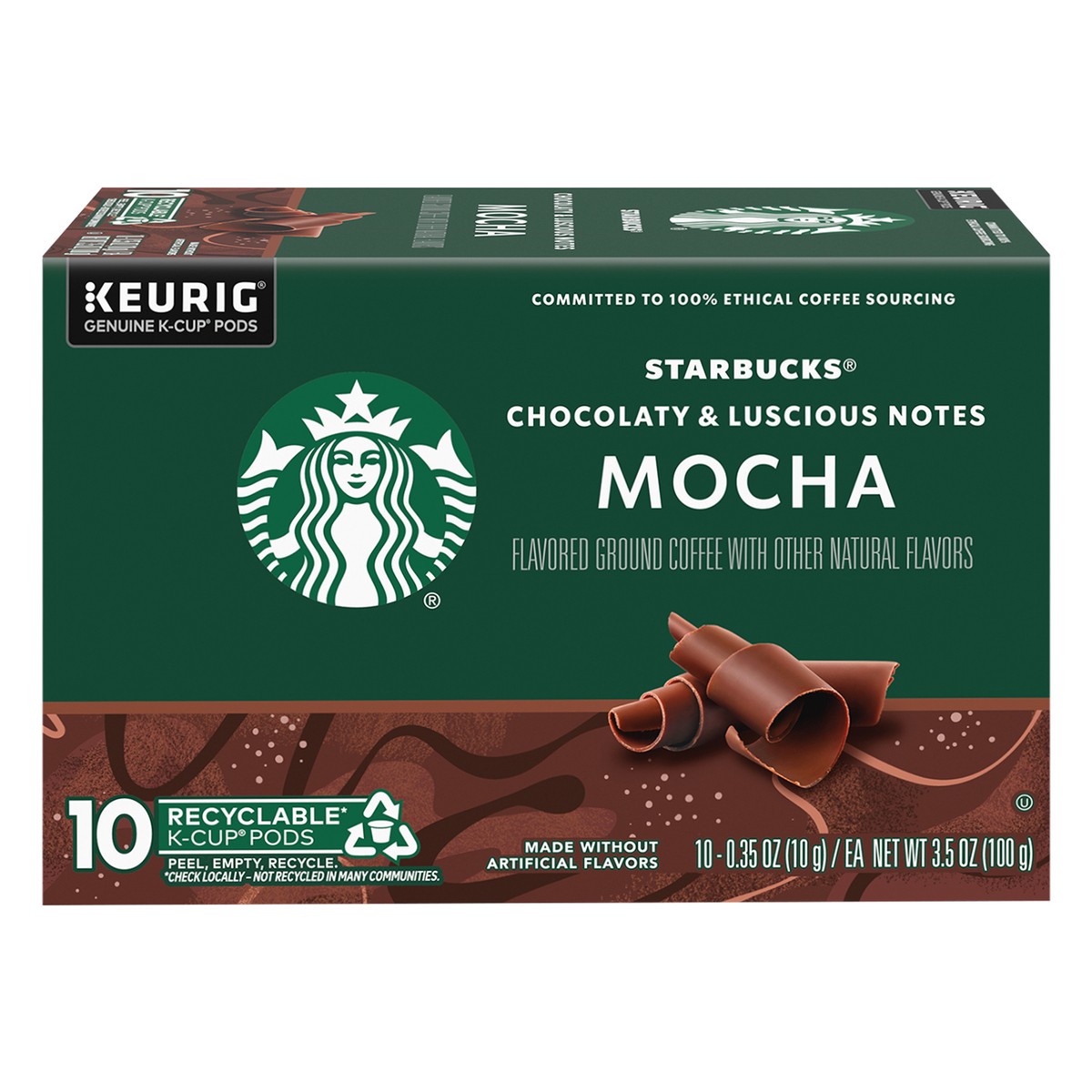 slide 1 of 8, Starbucks K-Cup Pods Ground Mocha Flavored Coffee 10 - 0.35 oz Pods, 10 ct