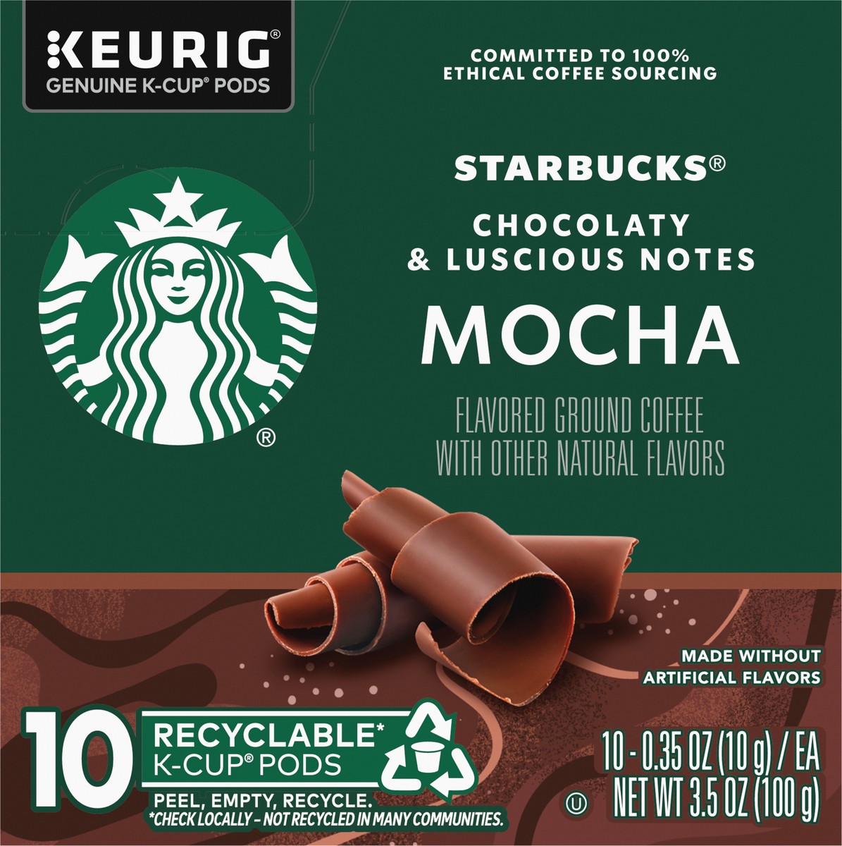 slide 5 of 8, Starbucks K-Cup Pods Ground Mocha Flavored Coffee 10 - 0.35 oz Pods, 10 ct