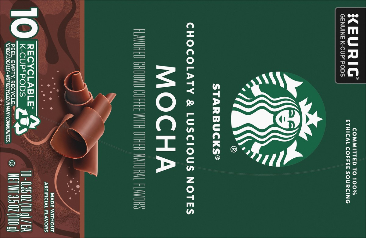 slide 2 of 8, Starbucks K-Cup Pods Ground Mocha Flavored Coffee 10 - 0.35 oz Pods, 10 ct