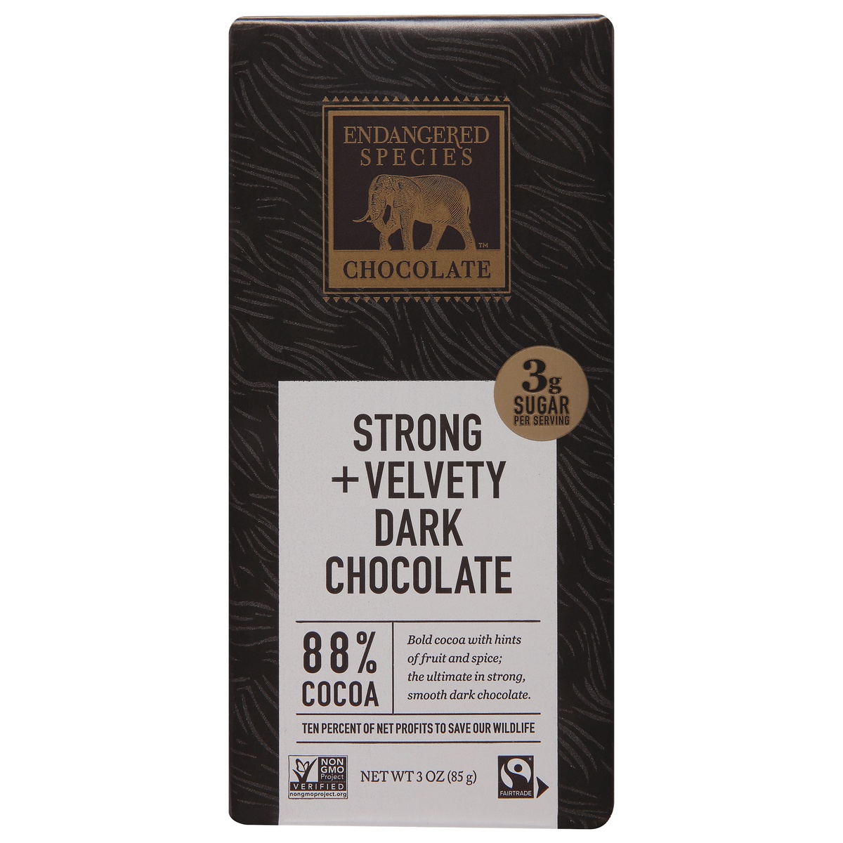 slide 1 of 1, Endangered Species Black Chocolate With 88% Cocoa Chocolate Bar, 