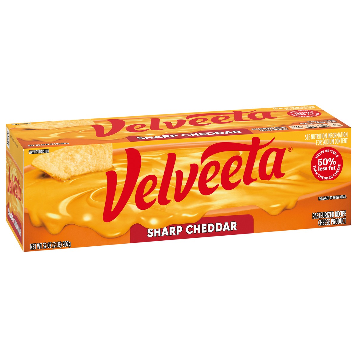 slide 8 of 9, Velveeta Sharp Cheddar Pasteurized Recipe Cheese Product, 32 oz Block, 32 oz