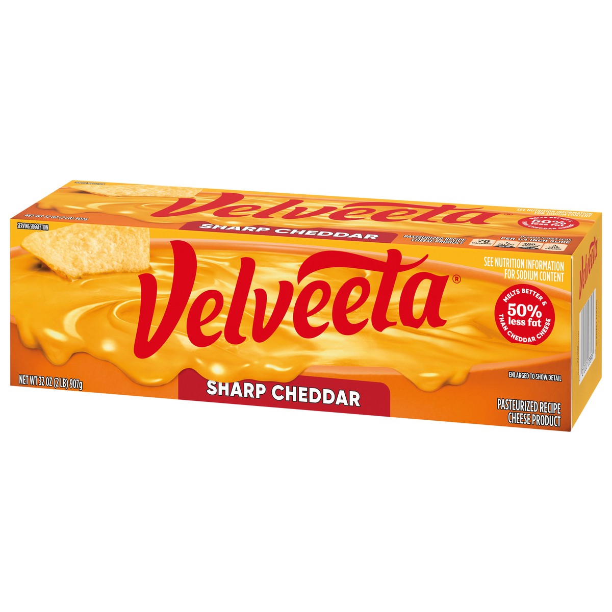 slide 3 of 9, Velveeta Sharp Cheddar Pasteurized Recipe Cheese Product, 32 oz Block, 32 oz