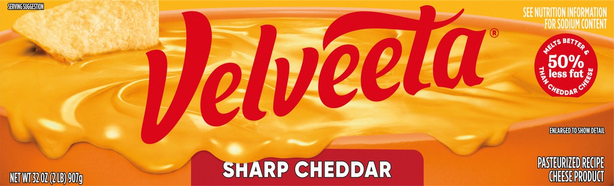 slide 9 of 9, Velveeta Sharp Cheddar Pasteurized Recipe Cheese Product, 32 oz Block, 32 oz