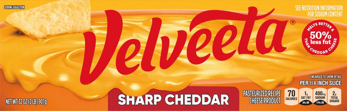 slide 5 of 9, Velveeta Sharp Cheddar Pasteurized Recipe Cheese Product, 32 oz Block, 32 oz