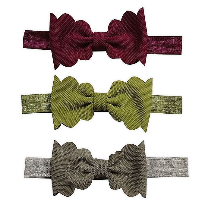 slide 1 of 1, Tiny Treasures Scallop Bow Headbands, 3 ct