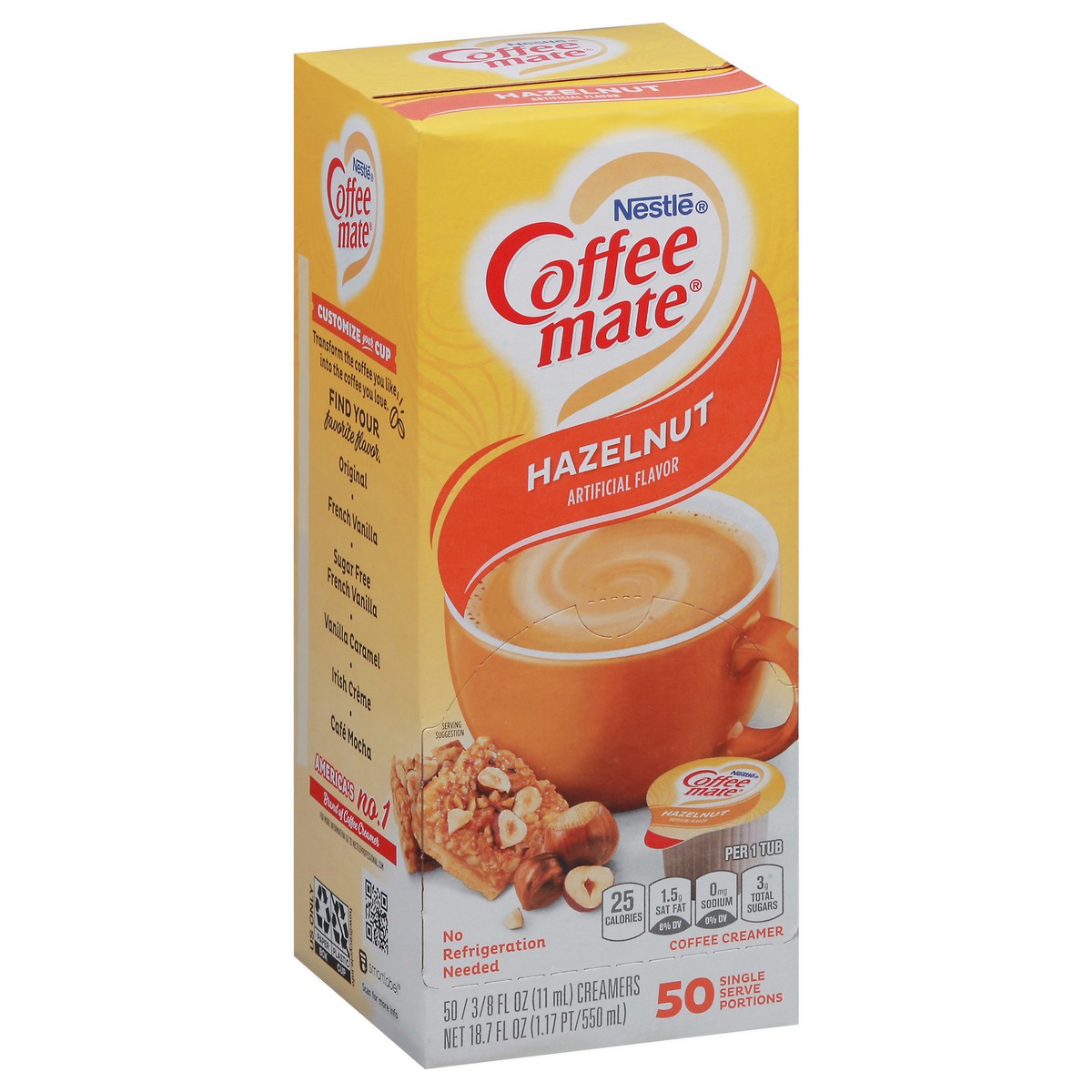 slide 9 of 9, NESTLE COFFEE MATE Coffee Creamer Hazelnut Flavor, Liquid Creamer Singles, 0.375 fl oz, 50 Count, 18.70 fl oz