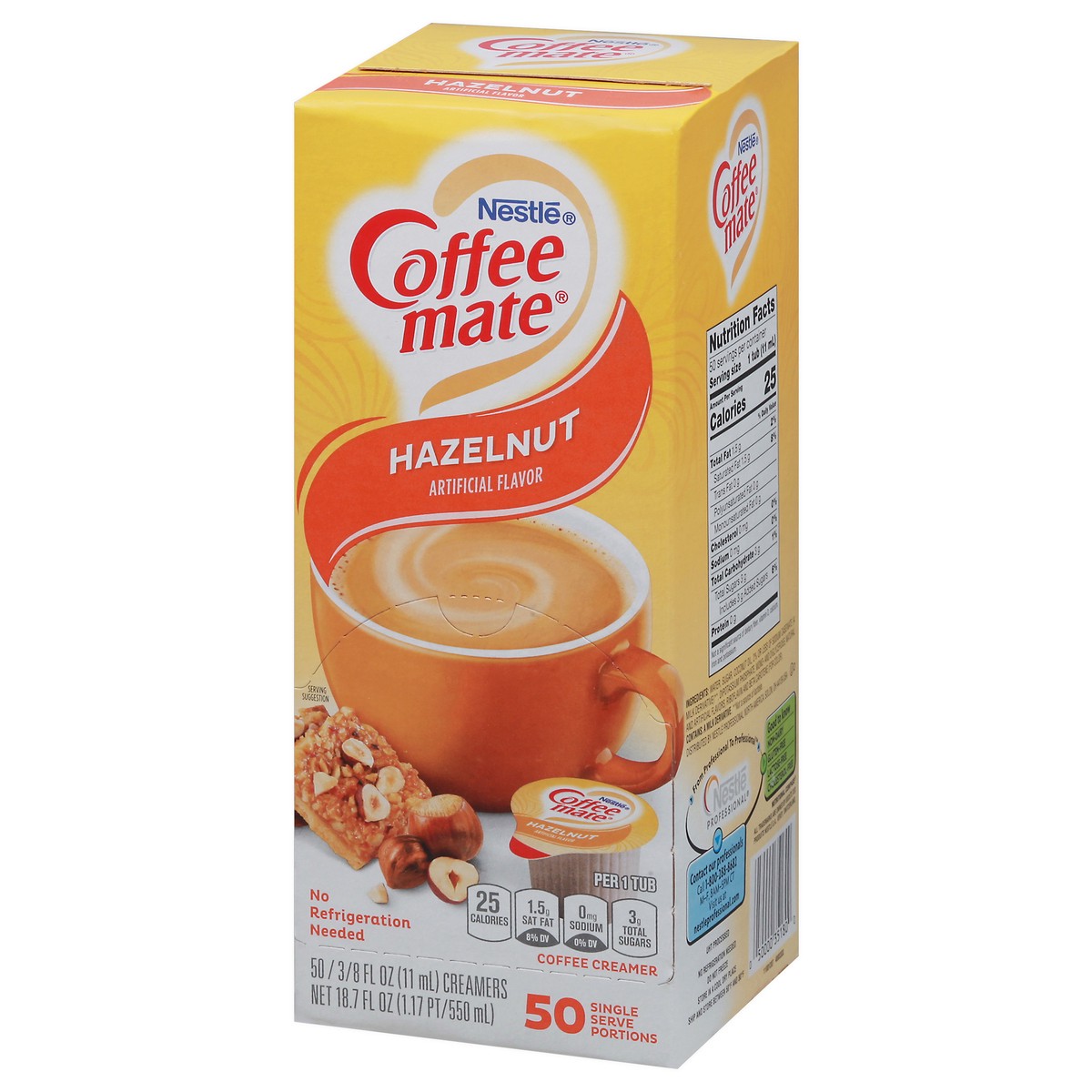 slide 8 of 9, NESTLE COFFEE MATE Coffee Creamer Hazelnut Flavor, Liquid Creamer Singles, 0.375 fl oz, 50 Count, 18.70 fl oz