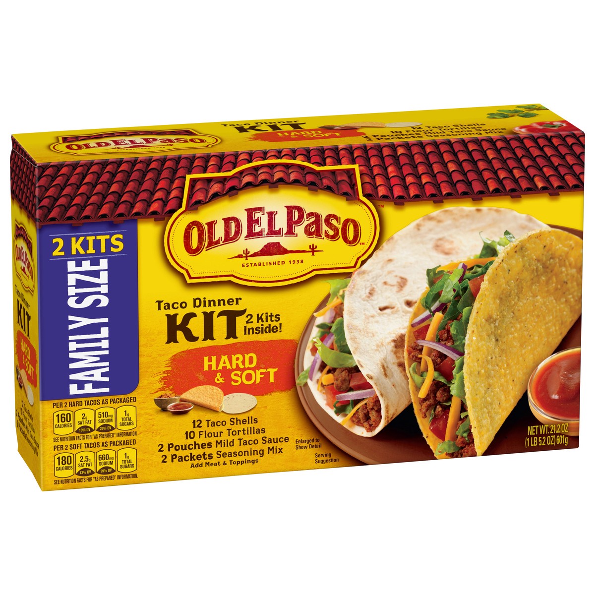 slide 3 of 9, Old El Paso Hard & Soft Taco Dinner Kit, Family Size, 2 Kits, 21.2 oz., 21.2 oz