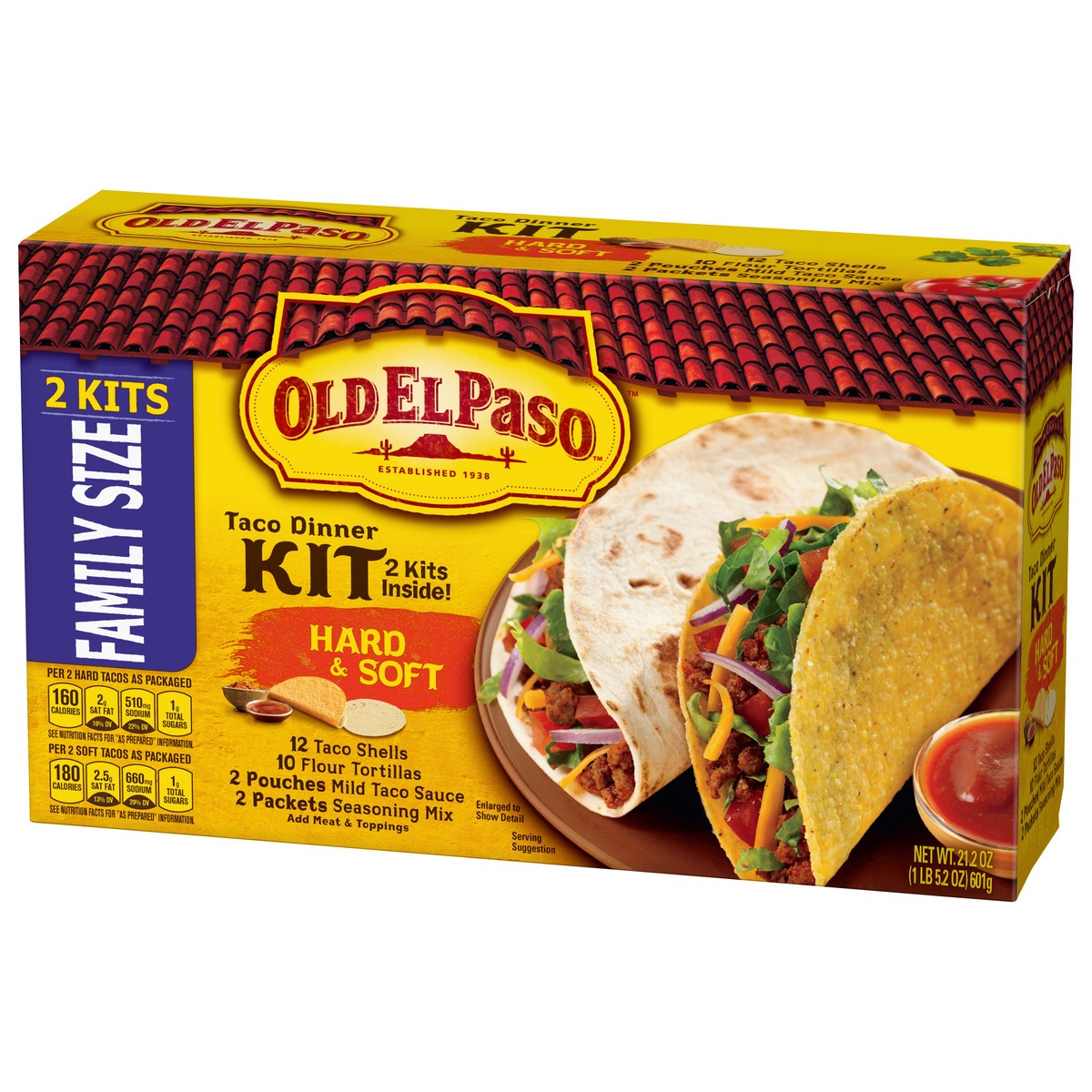 slide 8 of 9, Old El Paso Hard & Soft Taco Dinner Kit, Family Size, 2 Kits, 21.2 oz., 21.2 oz