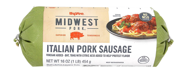slide 1 of 1, Hy-Vee Midwest Pork Italian Pork Sausage, 16 oz