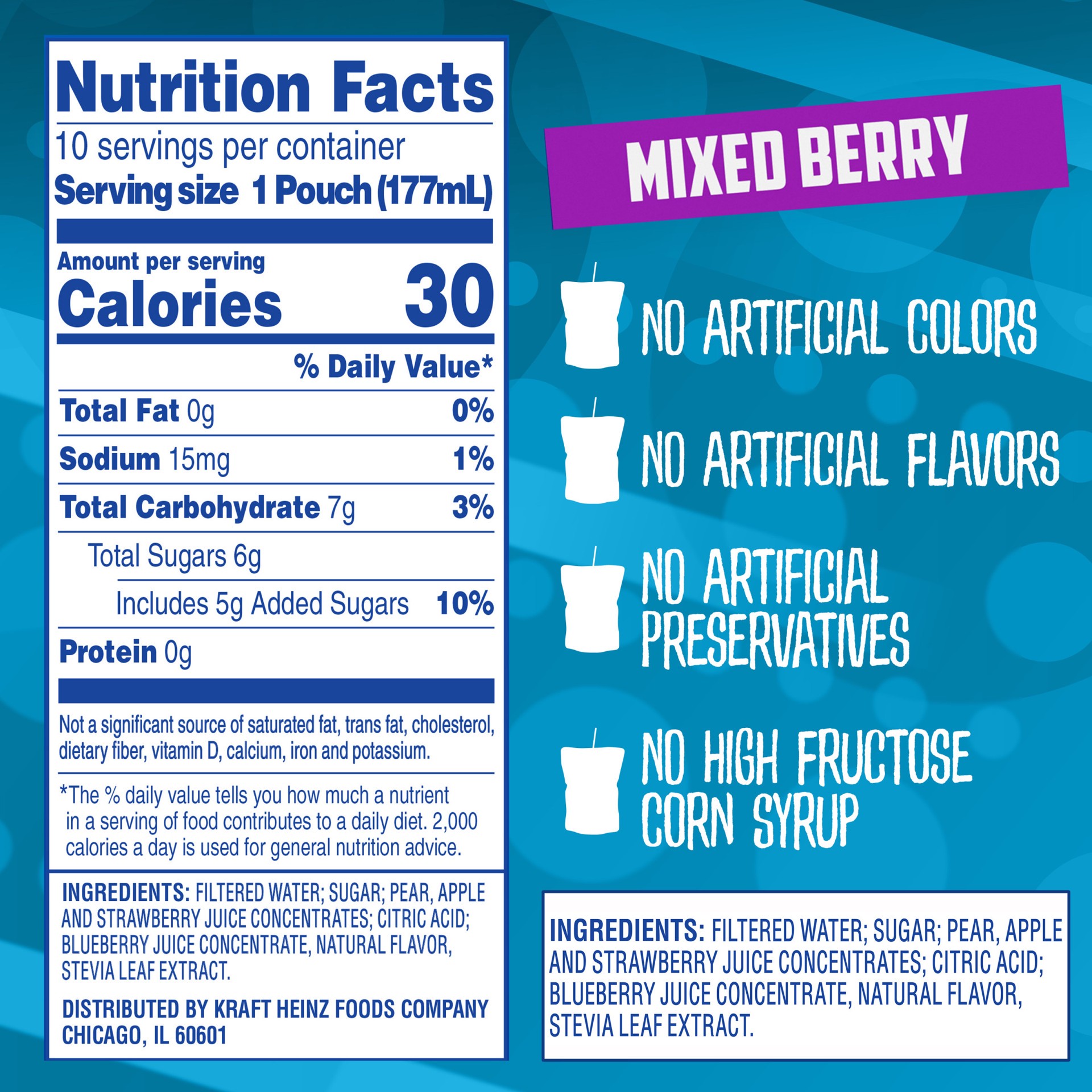 slide 5 of 5, Capri Sun Reduced Sugar Mixed Berry Naturally Flavored Juice Drink Blend, 10 ct Box, 6 fl oz Pouches, 10 ct