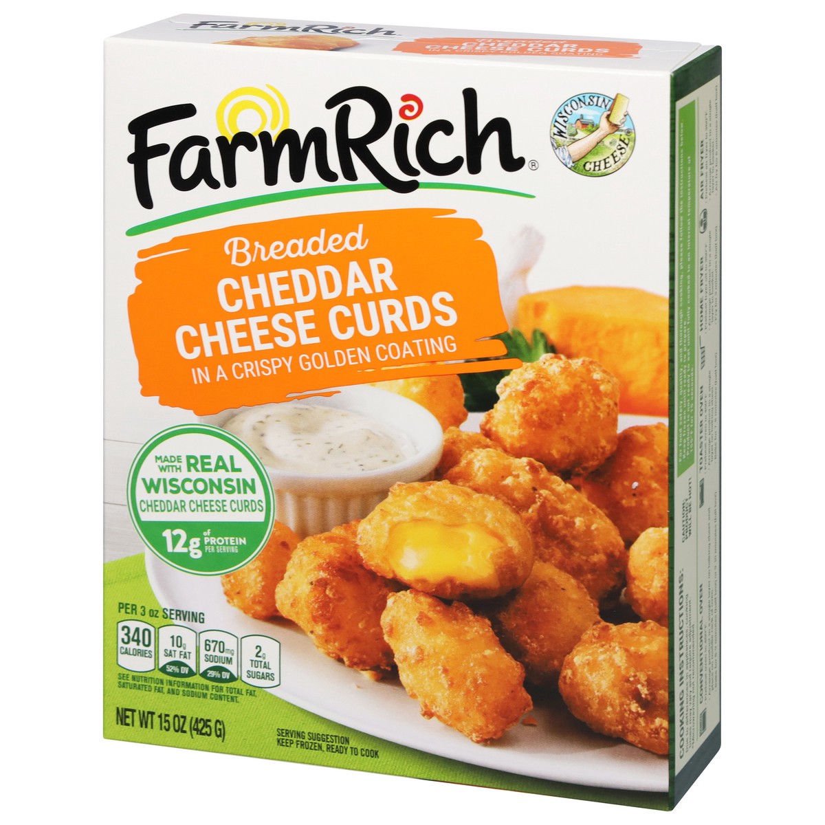 slide 3 of 9, Farm Rich Breaded Cheddar Cheese Curds 15 oz, 15 oz