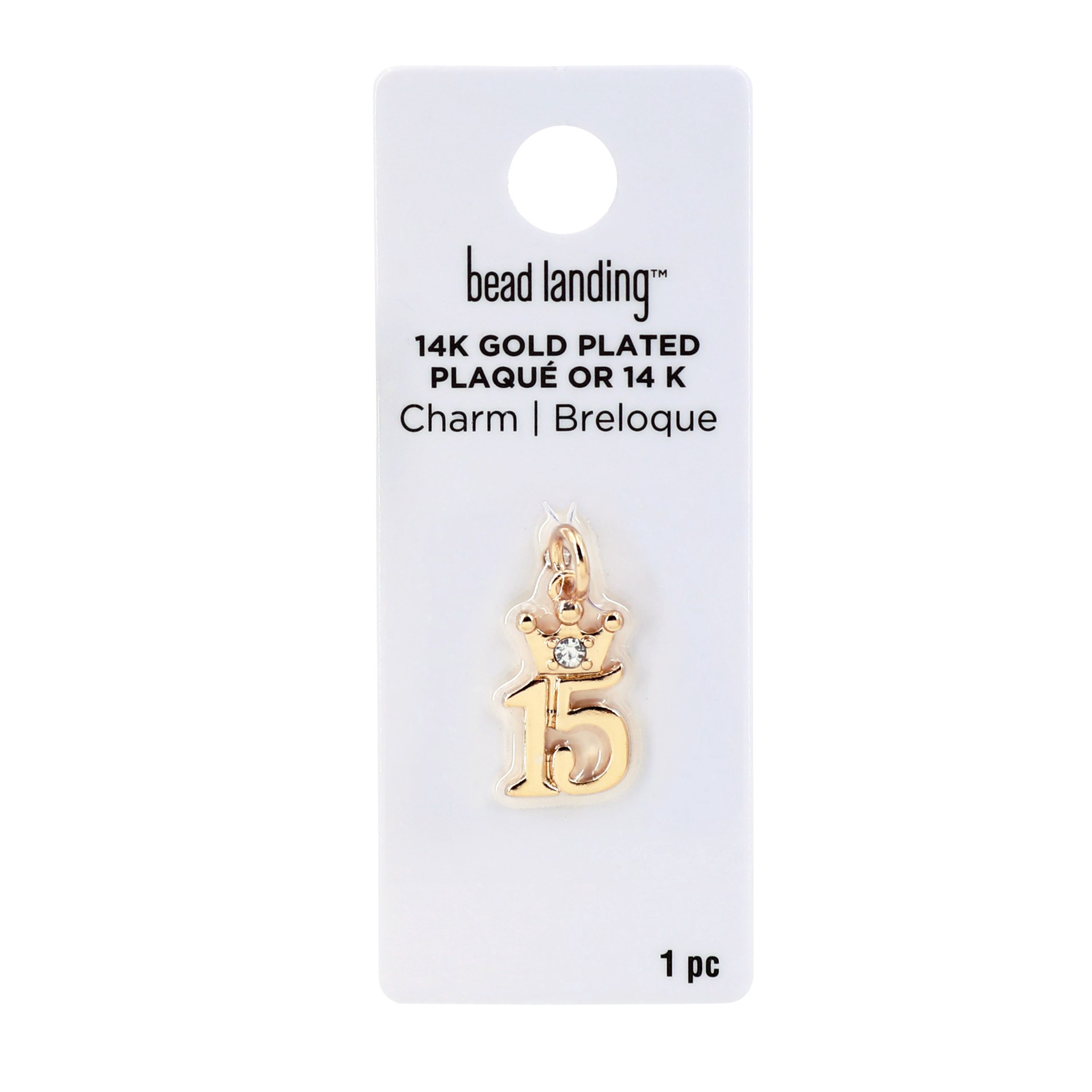 slide 3 of 4, 14k Gold Plated Crown 15 Charm By Bead Landing, 0.39 in x 0.91 in x 0.08 in
