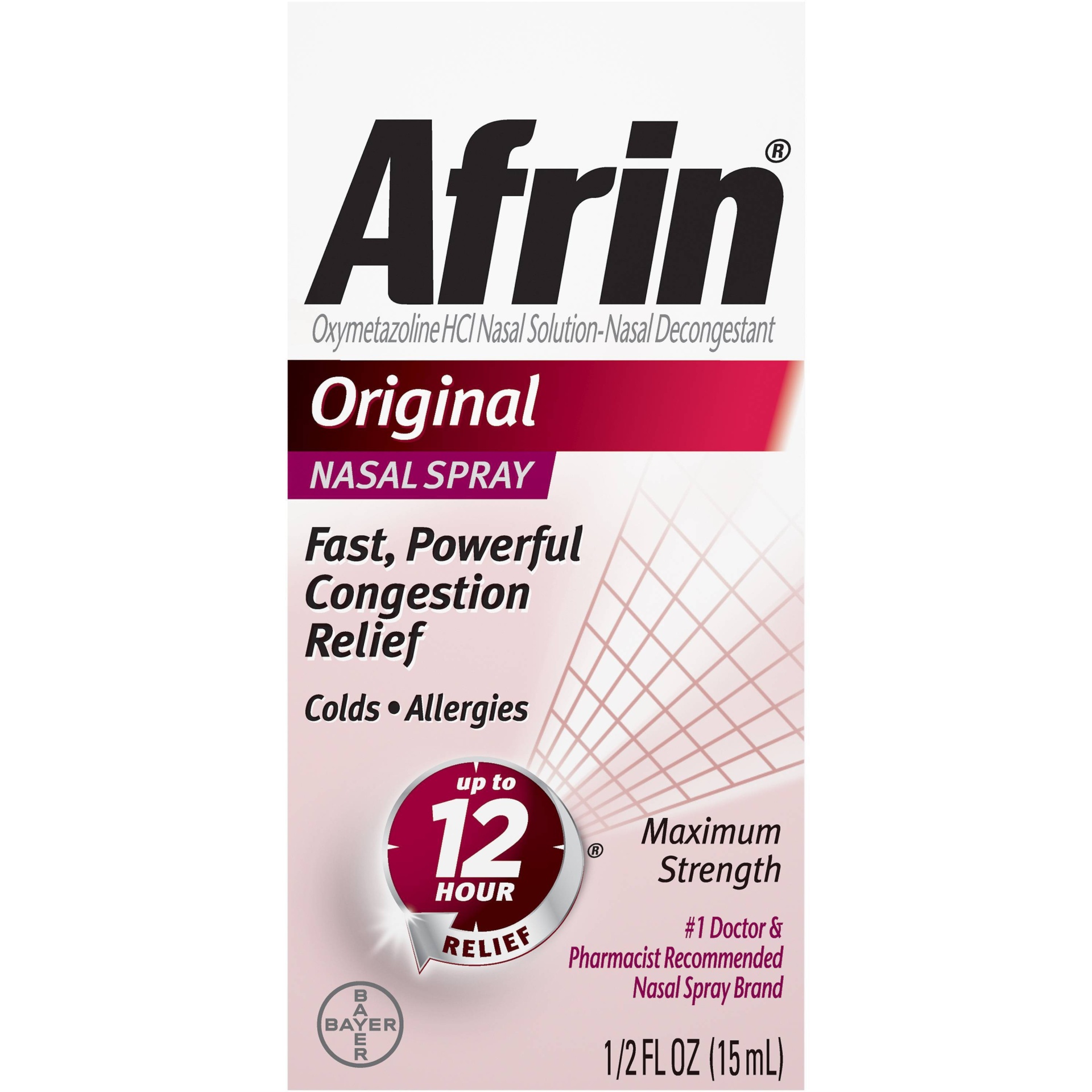 slide 1 of 8, Afrin Original 12 Hour Relief Nasal Spray, 0.5 fl oz