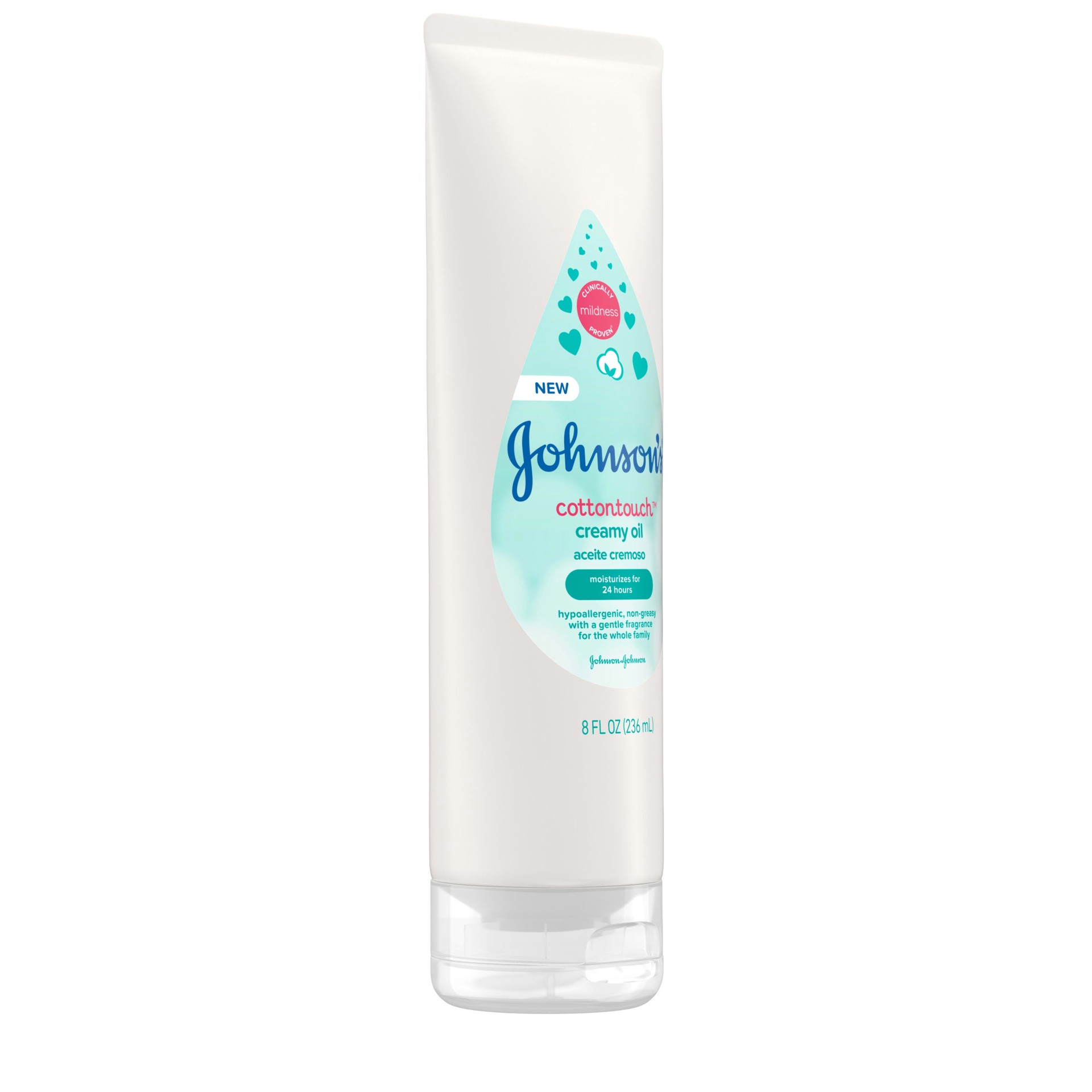 slide 5 of 5, Johnson's CottonTouch Moisturizing Creamy Oil for Baby, Body Lotion with Real Cotton and Gentle Fragrance, Hypoallergenic, Non-Greasy, Paraben-Free, Phthalate-Free and Dye-Free, 8 fl. oz, 8 oz