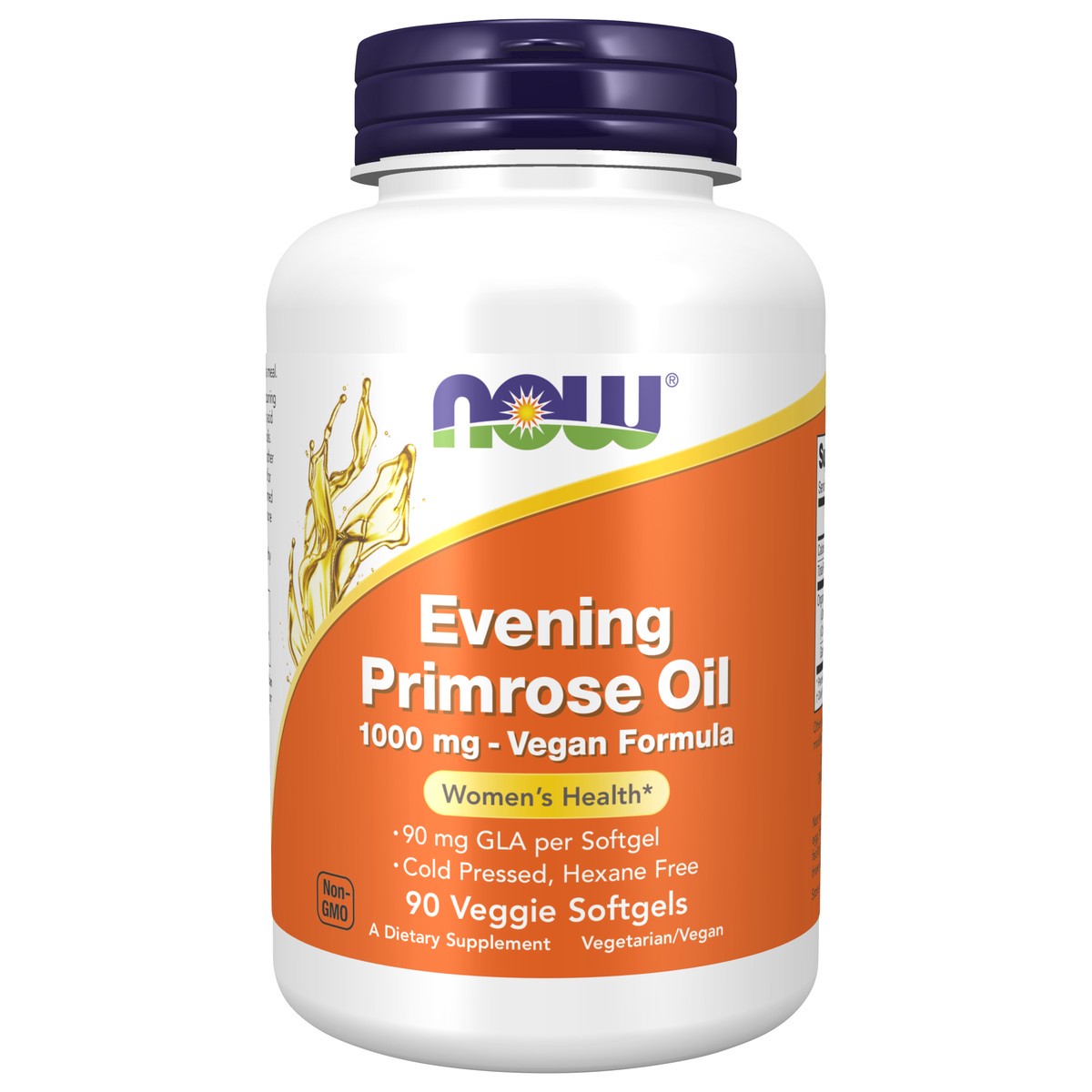 slide 1 of 4, NOW Evening Primrose Oil 1000 mg Vegan Formula - 90 Veggie Softgels, 90 ct
