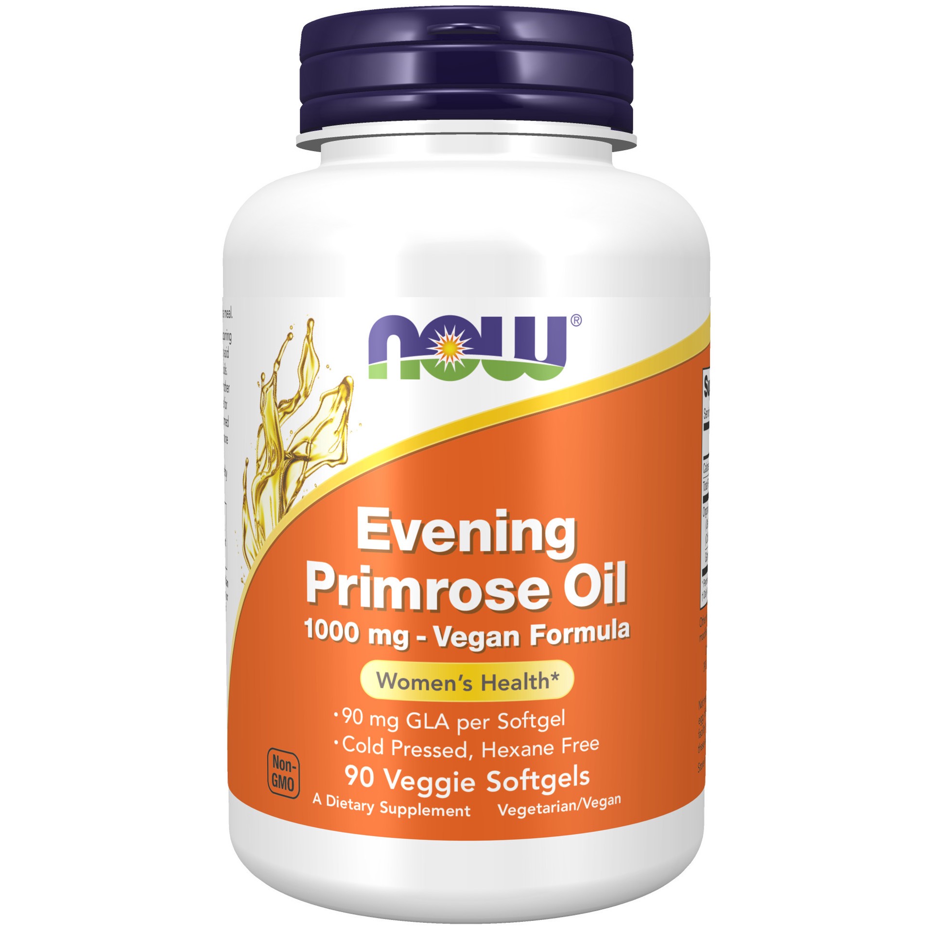 slide 1 of 4, NOW Evening Primrose Oil 1000 mg Vegan Formula - 90 Veggie Softgels, 90 ct