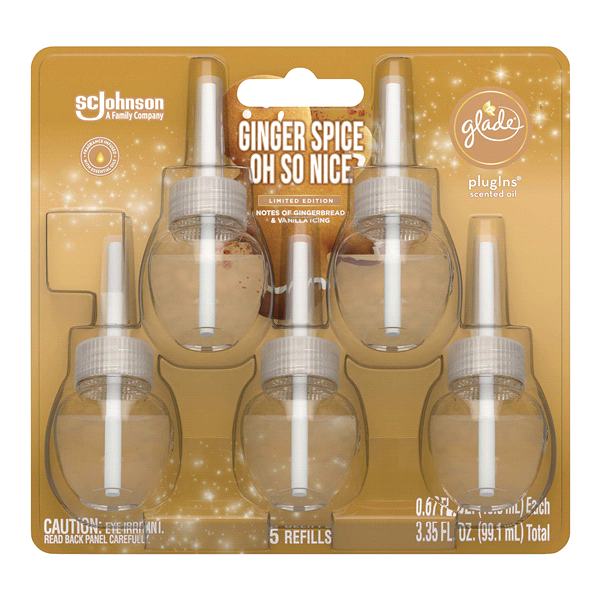 slide 1 of 1, Glade PlugIns Scented Oil Ginger Spice Oh So Nice, 5 ct