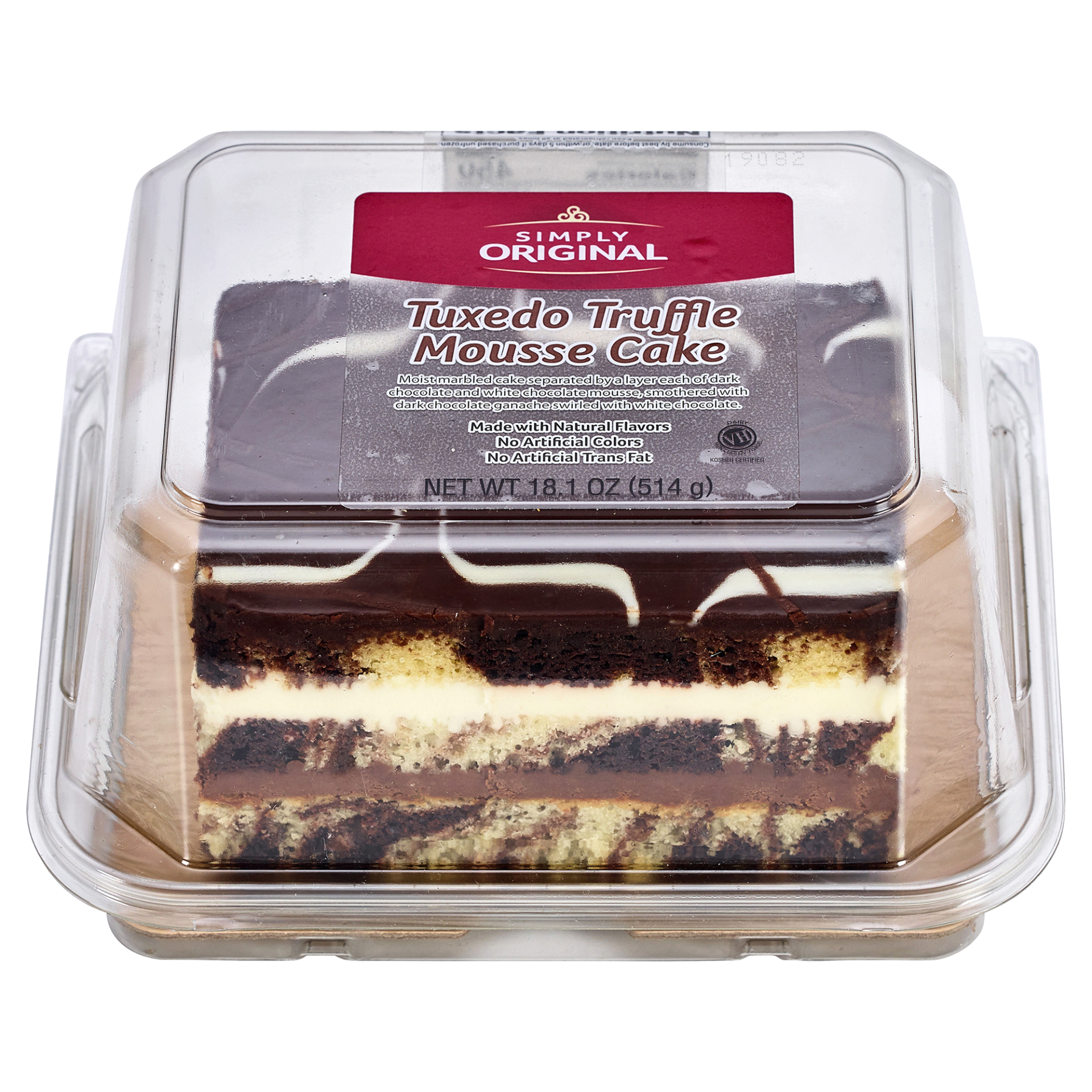 slide 1 of 1, The Original Cakerie Simply Original frozen tuxedo truffle mousse cake, 18.1 oz