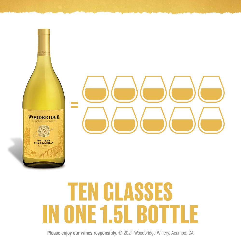 slide 2 of 7, Woodbridge by Robert Mondavi Buttery Chardonnay White Wine, 1.5 L Bottle, 50.72 fl oz